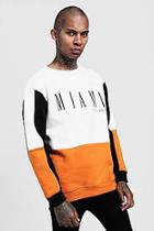 Boohoo Miami Print Loose Fit Colour Block Sweatshirt
