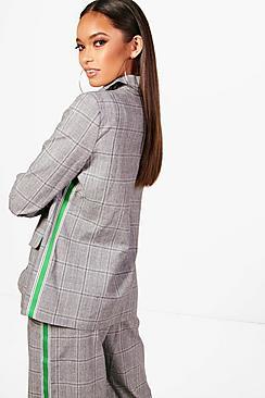 Boohoo Elenor Check Sports Stripe Blazer
