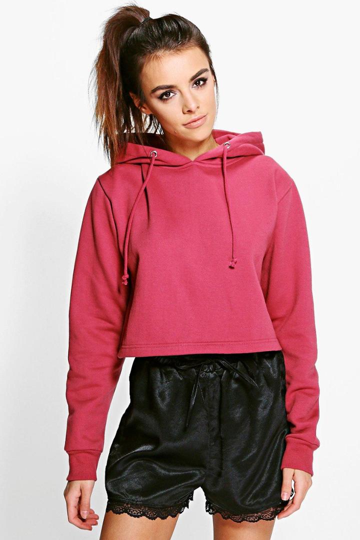 Boohoo Megan Cropped Overhead Hoody Chestnut