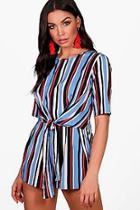 Boohoo Striped Front Playsuit