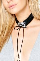 Boohoo Lucia Ornate Metal Collar Lace Up Choker Black