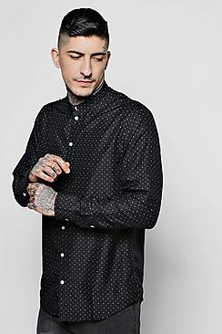 Boohoo Mini Circle Print Long Sleeve Shirt