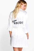 Boohoo Ella Team Bride Satin Kimono Robe White