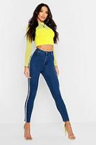 Boohoo High Rise Dimante Side Stripe Skinny Jean