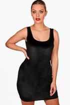 Boohoo Plus Una Velvet Scoop Neck Bodycon Dress