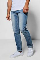 Boohoo Vintage Wash Rigid Denim Jeans In Slim Fit