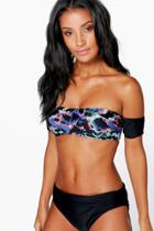 Boohoo Lagos Tiger Off The Shoulder Bikini Top Multi