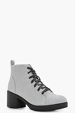 Boohoo Emily Lace Up Hiker Boots