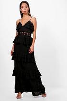 Boohoo Darcey Crochet Waist Ruffle Maxi Dress