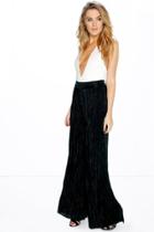 Boohoo Nova Pleated Wide Leg Trousers Black