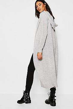Boohoo Maxi Hooded Edge To Edge Cardigan