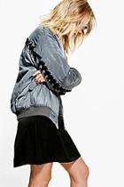 Boohoo Lois Eyelet Lace Up Back Bomber Jacket