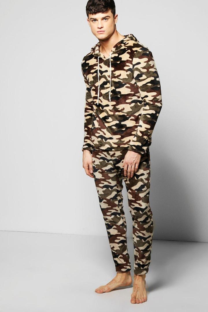 Boohoo Camo 2 Piece Lounge Set Khaki