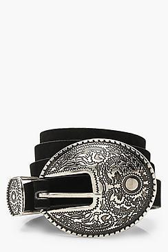 Boohoo Oval Western Suedette Boyfriend Belt