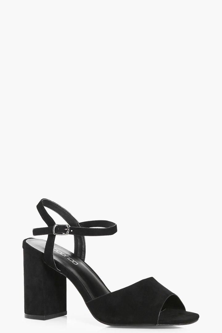 Boohoo Annie Wide Fit Mid Peeptoe Heels Black