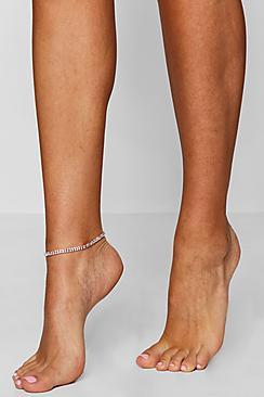 Boohoo Amy Diamante Silver Anklet
