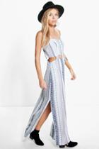 Boohoo Kate Paisley Cut Out Detail Maxi Dress Sky