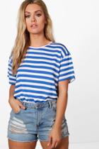 Boohoo Plus Emma Contrast Trim Stripe T-shirt Multi