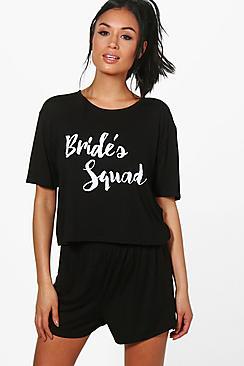 Boohoo Maddison Brides Squad T-shirt & Short Set