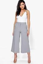 Boohoo Amira Pocket Front Wide Leg Cropped Woven Trousers