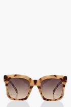 Boohoo Cream Tortoiseshell Oversized Sunglasses
