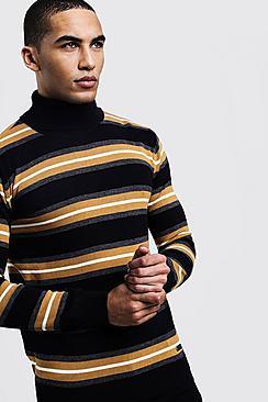 Boohoo Horizontal Stripe Roll Neck Jumper