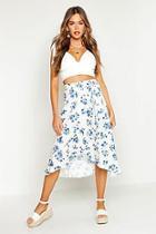Boohoo Floral Wrap Tie Midi Skirt
