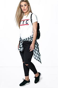 Boohoo Plus Imogen Suedette Rip Knee Legging