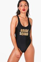Boohoo 'bride Squad' Slogan Scoop Swimsuit