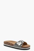 Boohoo Megan Stud & Buckle Footbed Sliders
