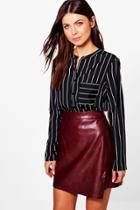 Boohoo Sue Mono Stripe Blouse Black