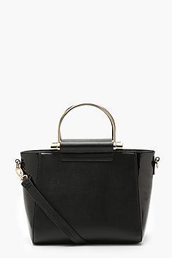 Boohoo Metal Ring Handle Structured Tote Bag