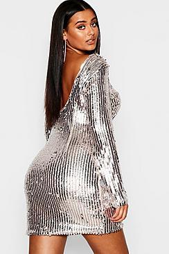Boohoo Plus Scoop Back Sequin Bodycon Dress