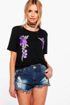 Boohoo Aria Applique Oversized Tee Black