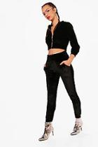 Boohoo Luna Velour Crop Loungewear Set