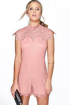 Boohoo Boutique Lola High Crochet Playsuit