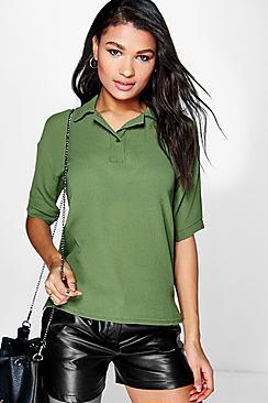 Boohoo Rita Textured Woven Polo Shirt