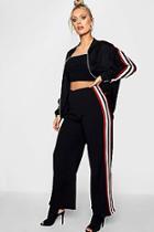 Boohoo Plus Faith Sports Trim Wide Leg Trouser