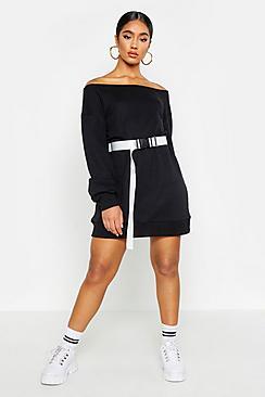 Boohoo Off The Shoulder Sweat Dress