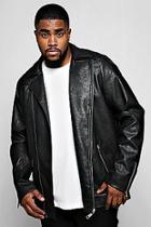 Boohoo Big And Tall Stitch Detail Faux Leather Biker Jacket