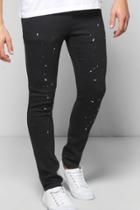 Boohoo Skinny Fit Paint Splattered Jeans Black