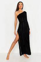Boohoo Tall One Shoulder Knitted Beach Dress