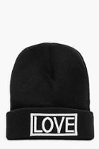 Boohoo Millie Love Slogan Boyfriend Beanie