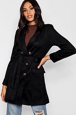 Boohoo Double Breasted Suedette Jacket