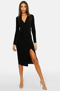 Boohoo Tall Cowl Neck Midi Dress