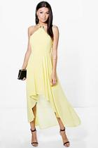 Boohoo Sachiko Strappy Ring Detail Dip Hem Dress