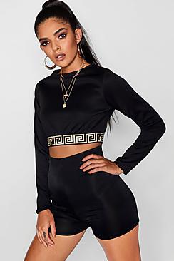 Boohoo Metisse Sports Trim Crop Sweat
