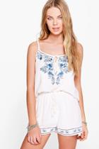 Boohoo Loredana Embroidered Co-ord Set Cream