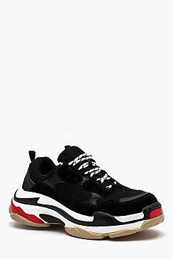 Boohoo Faux Leather Chunky Trainer
