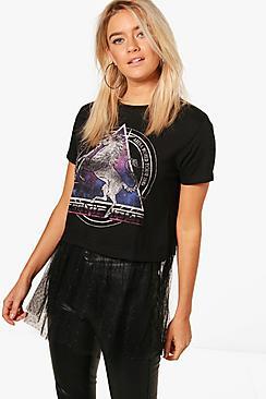 Boohoo Molly Mesh Peplum Band Tee